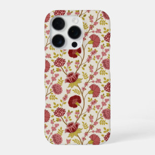Funda Para iPhone 16 Pro Rojos de patrón floral jacobino rosan crema de oro