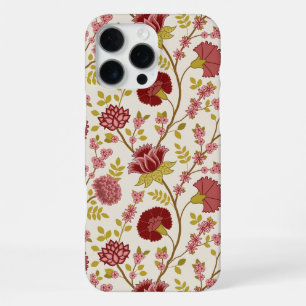 Funda Para iPhone 16 Pro Max Rojos Rosados Oro Crema Patrón Grande Floral Jacob