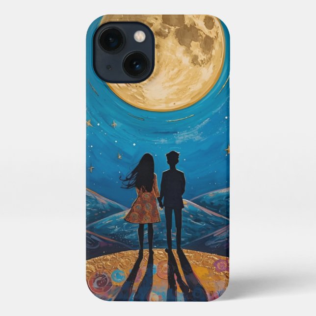 Funda Para iPhone Romantic Couple Under Moonlight Aesthetic iPhone C (Reverso )