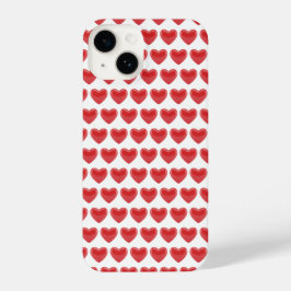 Funda Para iPhone 14 Romantic Red 3D Heart Pattern Classic Valentine's