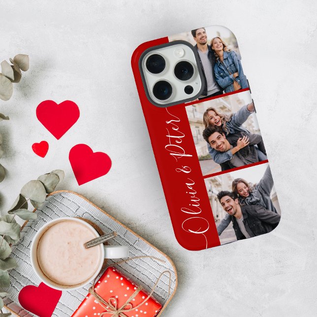 Funda Para iPhone Romantic Red apellidos 3 fotos San Valentín (Subido por el creador)