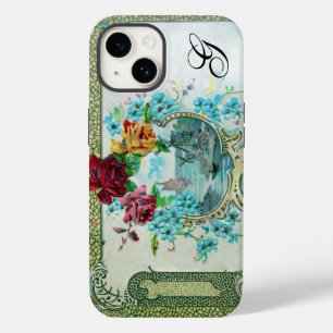 Funda Para iPhone 14 ROMÁNTICA Rosas rojas, Monograma floral de paisaje