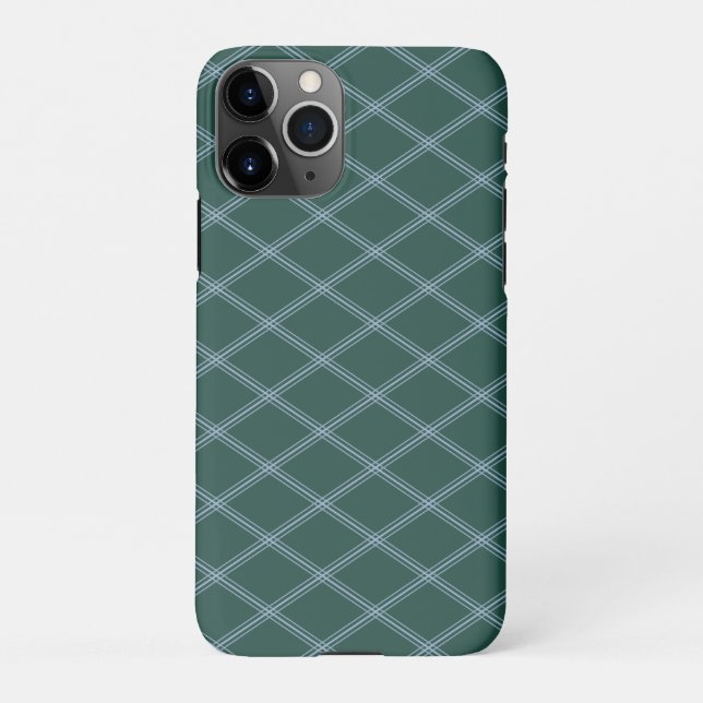 Funda Para iPhone Rombos de Art Decó del Verde Forestal Tradicional (Reverso)