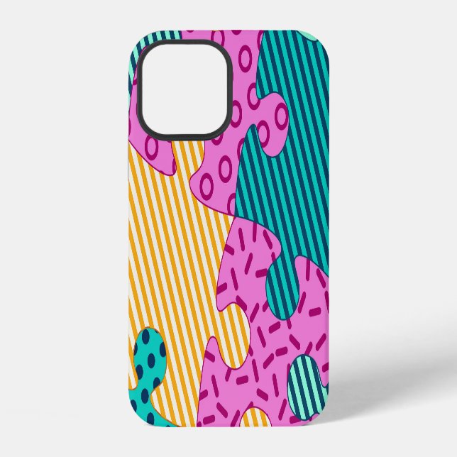 Funda Para iPhone Rompecabezas geométricos: Banner de Memphis. (Reverso )
