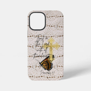 Funda Para iPhone 12 Mini Ropa de punto religiosa de moda Cruz de mariposa m