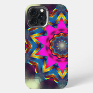 Funda Para iPhone 13 Pro Max Rosa a flor de colores o estrella en caleidoscopio