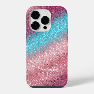 Funda Para iPhone 14 Pro Rosa Azul Brillante Moderno Femenino