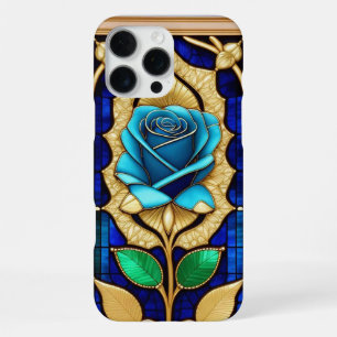 Funda Para iPhone 16 Pro Max Rosa Azul Dorada en Marco Decorativo