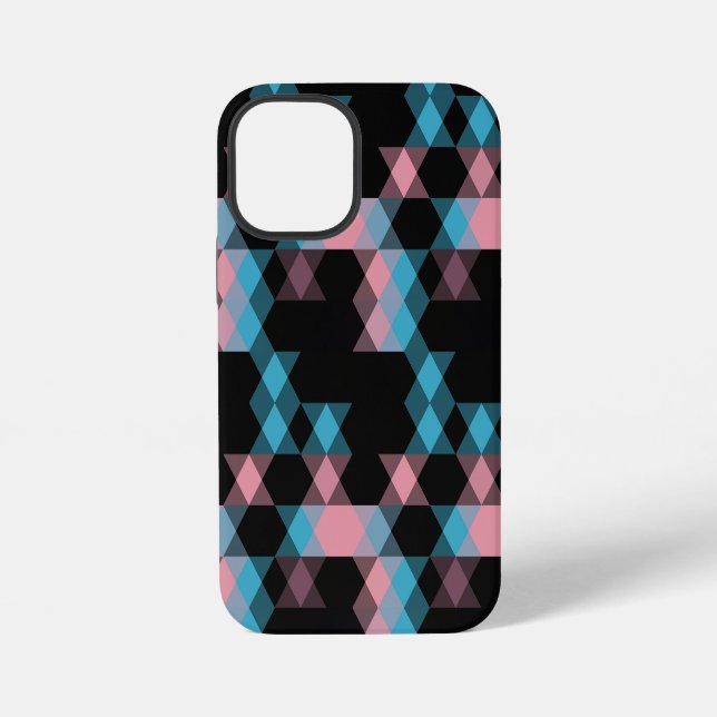 Funda Para iPhone rosa azul y geométrico negro (Reverso )