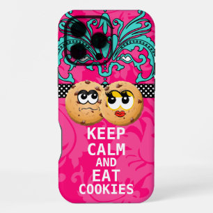 Funda Para iPhone 16 Pro Max Rosa Caliente Damask MANTÉN LA CALMA Y Come Gallet
