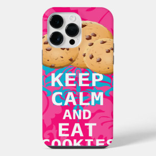 Funda Para iPhone 14 Pro Max Rosa Caliente Damask MANTÉN LA CALMA Y Come Gallet