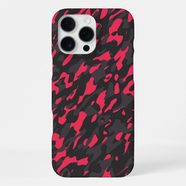 Funda Para iPhone Rosa caliente Negro Morado Camuflaje Abstracto (Reverso )