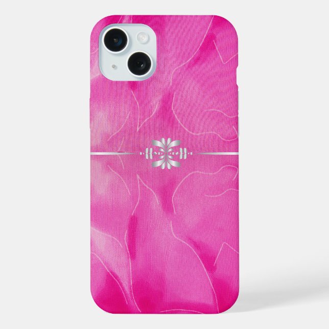 Funda Para iPhone Rosa Caliente y Plata (Reverso )