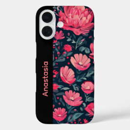 Funda para iPhone rosa con flores personalizadas
