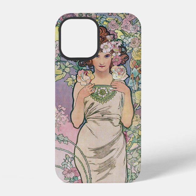 Funda Para iPhone Rosa (Cuatro Flores), Alphonse Mucha (Reverso )