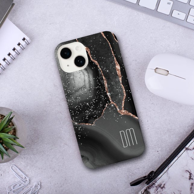 Funda Para iPhone Rosa de espuma de oro Resumen Monograma (Subido por el creador)