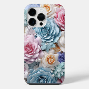 FUNDA PARA  iPhone 14 PRO MAX ROSA DE LOOK 3-D DE ACUARELA PASTEL
