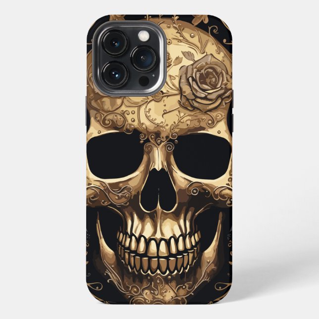 Funda Para iPhone Rosa de oro Skull (Reverso )