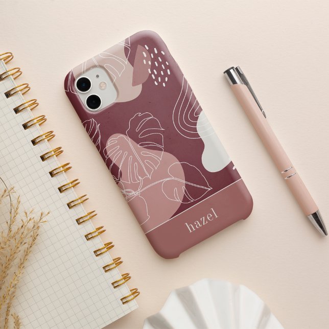 Funda Para iPhone Rosa del desierto Boho rosa Tropical Monstera Leaf (Subido por el creador)