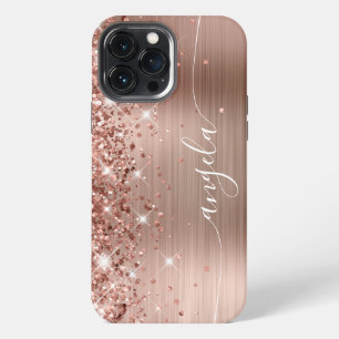 Funda Para iPhone 13 Pro Max Rosa Dorado Brillante Foil Femenino Glam Firma