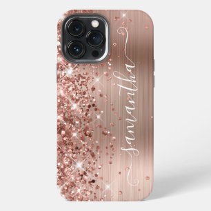Funda Para iPhone 13 Pro Max Rosa Dorado Brillante Moderno Firme Femenino