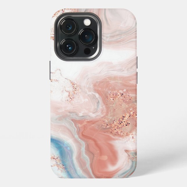 Funda Para iPhone Rosa Dorado Marmorizado  (Reverso )