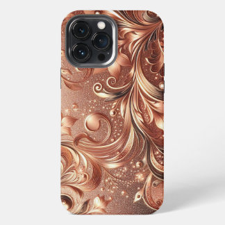 Funda Para iPhone 13 Pro Max Rosa dorado moderno y elegante con flores6