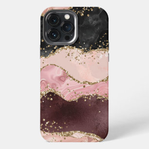 Funda Para iPhone 13 Pro Max Rosa Dorado Strata Glitter Glam