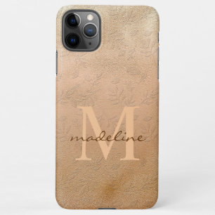 Funda Para iPhone 11Pro Max Rosa elegante Oro Botánico Offset Monograma