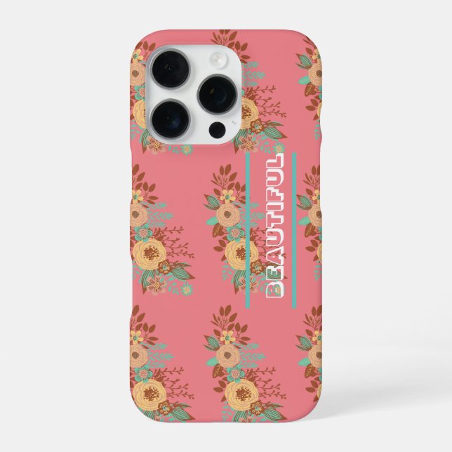 Funda Para iPhone Rosa floral boho moderno (Reverso)
