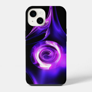 FUNDA PARA iPhone 14 ROSA FRACTAL AZUL ROSA BLANCO