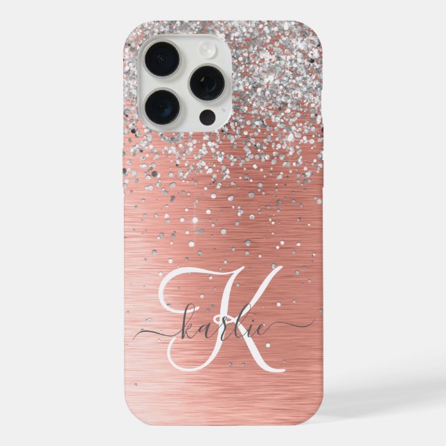 Funda Para iPhone Rosa Gold Bonito Girly Silver Purpurina Sparkly (Reverso )
