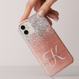 Funda Para iPhone 14 Pro Max Rosa Gold Bonito Girly Silver Purpurina Sparkly