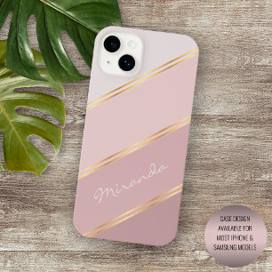 Funda Para iPhone 16 Pro Max Rosa Mauve Pastel Personalizado Tiras de Arte Blus