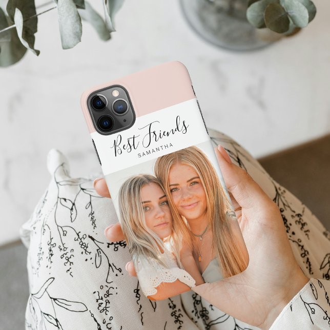 Funda Para iPhone Rosa moderno | Foto personal de los mejores amigos (Subido por el creador)