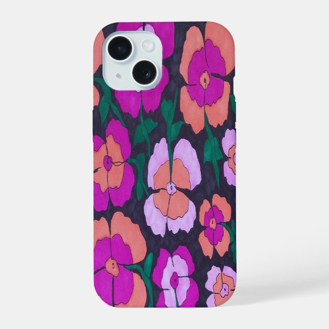 Funda para iPhone rosa naranja y negro (Reverso )