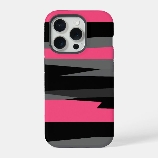 Funda Para iPhone Rosa Negro y Gris (Reverso )