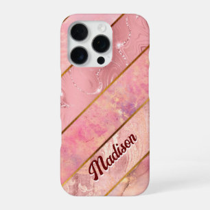 Funda Para iPhone 16 Pro Rosa oro chic femenino geométrico elegante