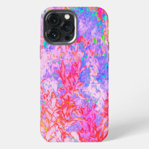 Funda Para iPhone 13 Pro Max Rosa pastel y rojo con paisaje de hortensias azule