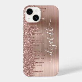 Funda Para iPhone 14 Rosa Purpurina de oro personalizado