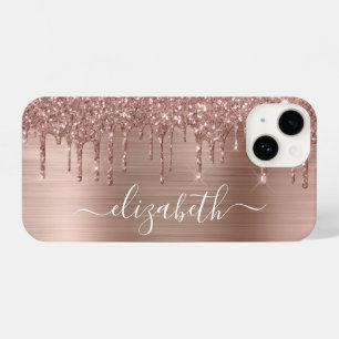 Funda Para iPhone 14 Rosa Purpurina de oro personalizado