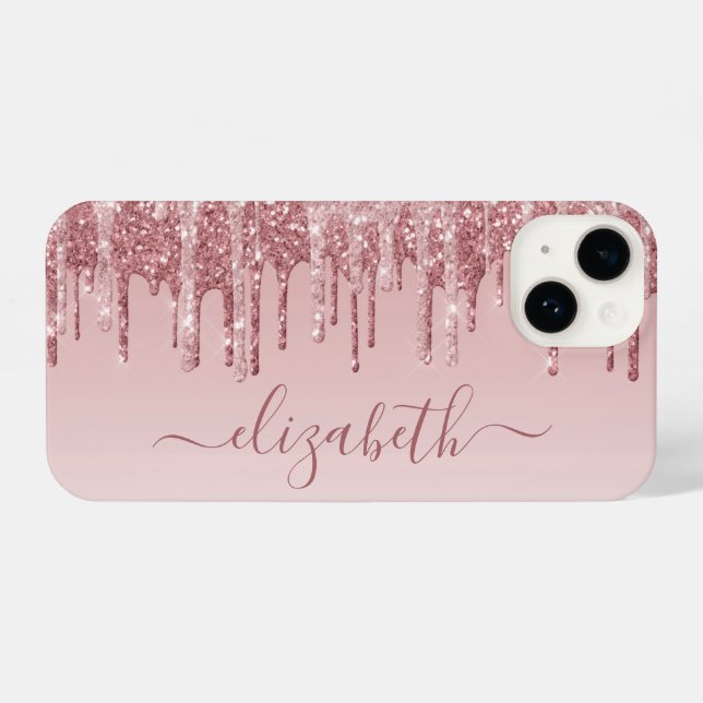 Funda Para iPhone Rosa Purpurina rosa dorado personalizado (Reverso Horizontal)