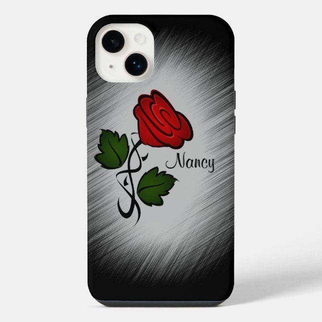Funda Para iPhone Rosa Roja con Nombre (Reverso)