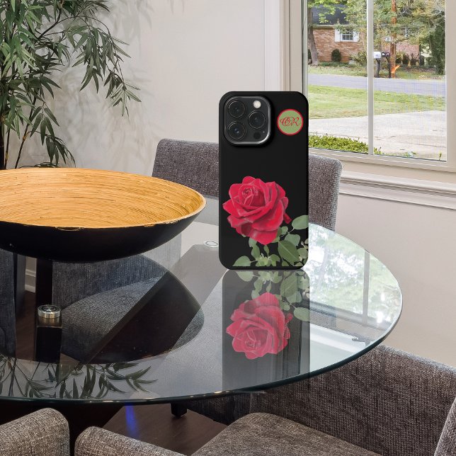 Funda Para iPhone Rosa Roja - Pintada a mano - Monograma (Subido por el creador)