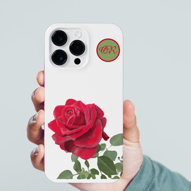 Funda Para iPhone Rosa Roja - Pintada a mano - Monograma (Subido por el creador)