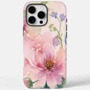 Funda Para iPhone 16 Pro Max Rosa Rubor Acuarela Peonía Floral