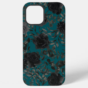 Funda Para iPhone 12 Pro Max Rosa Verde azulado negro Boda gótica elegante