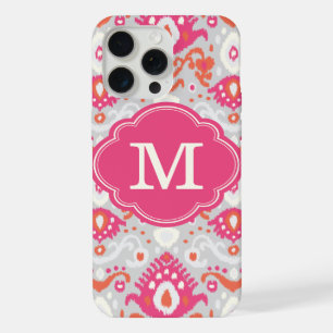 Rosa y Coral Ikat Monograma Personalizado