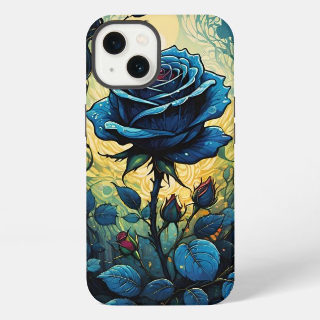Funda Para iPhone Rosas Azules Vides 1   (Reverso )
