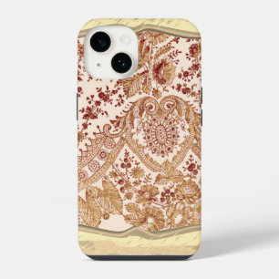 Funda Para iPhone 14 Rosas de encaje dorado y rojo